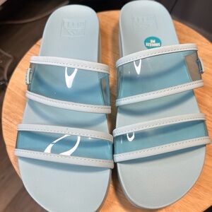 REEF Light Blue Clear Strap Slides Sandals Size 8.5 Like New